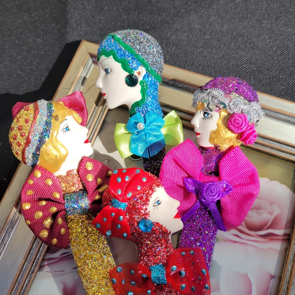 Flapper Style Painted Lady Bookmarks ~ Embellished ~ Sparkly ~ Unique!